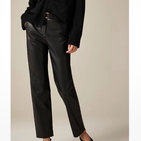 J.Crew Kate Faux Leather Pants 00P Black Career Dressy Modern Chic Petite - Picture 1 of 11